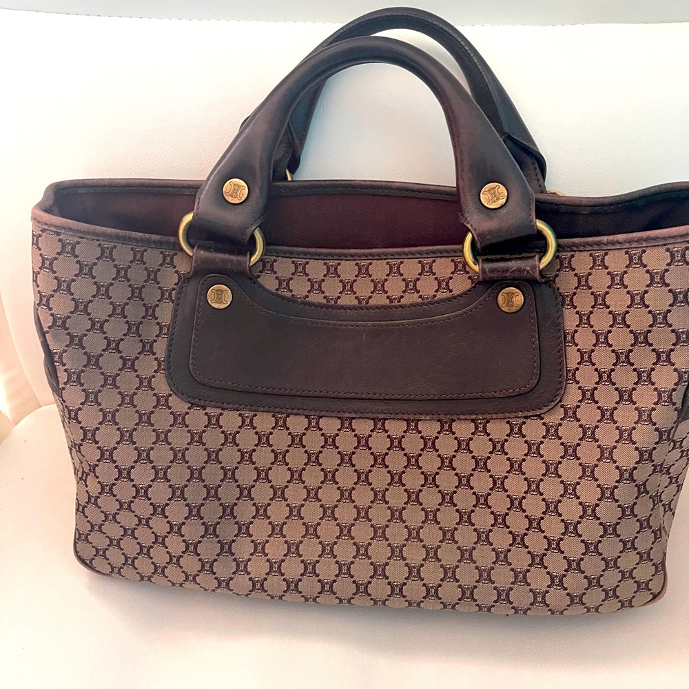 Céline, Pre-Loved Brown Macadam Canvas Boogie Bag, Brown
